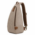 Mochila bandolera compacta de piel sintética gris topo con cremallera