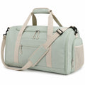 Bolsa de viaje 50 x 25 x 30 cm de tejido sintético verde menta y beige con compartimentos y correa ajustable