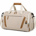 Bolsa de viaje 50 x 25 x 30 cm de tejido beige con detalles camel y correa ajustable