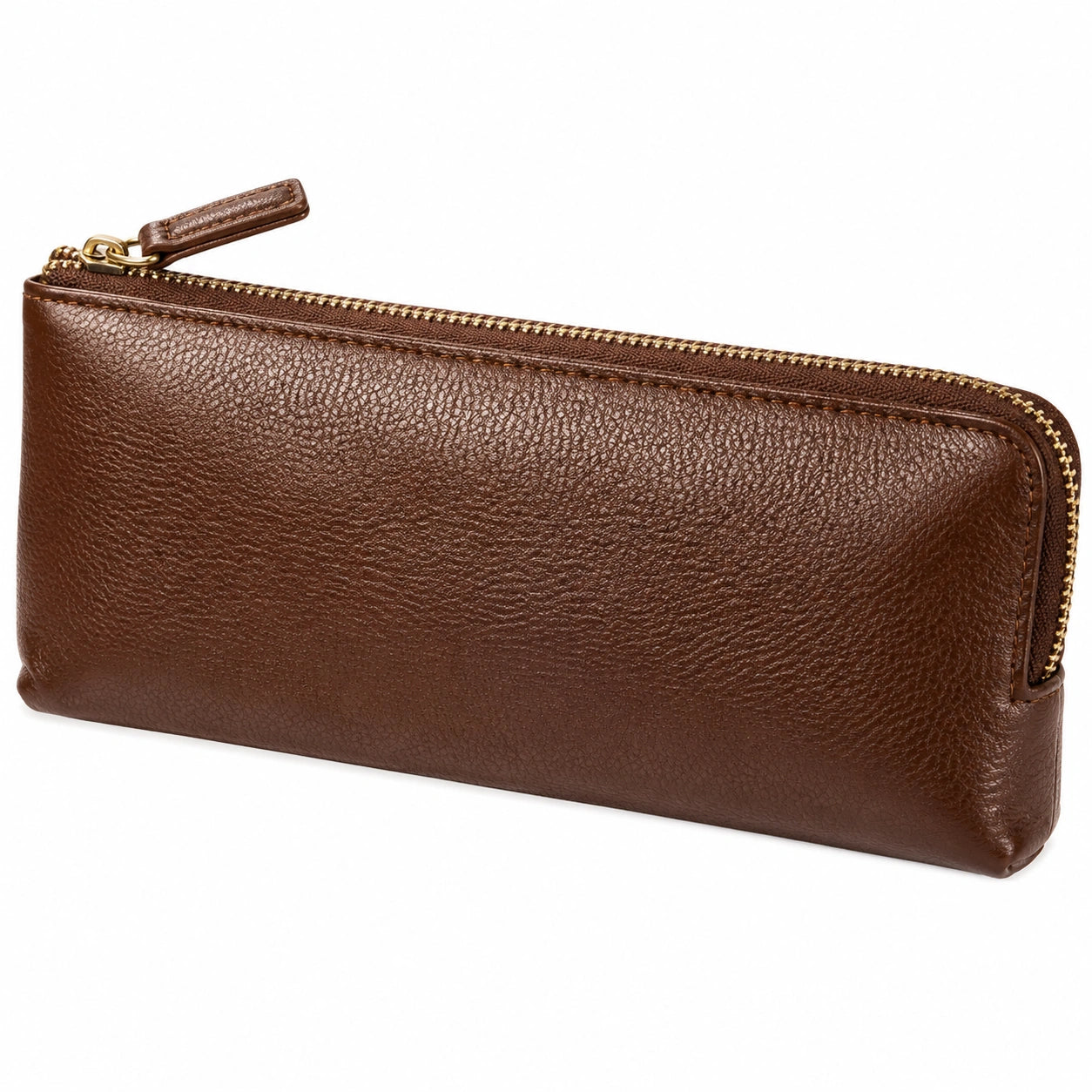 Cartera con cremallera 20 x 10 x 2 cm de material sintético marrón para organización diaria