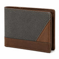 Cartera para hombre 12 x 9.5 x 1.5 cm de material sintético marrón y gris plegable