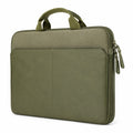 Funda para portátil 15.6 pulgadas verde oliva de piel sintética con asas y bolsillos