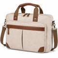 Bolso para portátil 40 cm de lona beige y marrón con correa ajustable