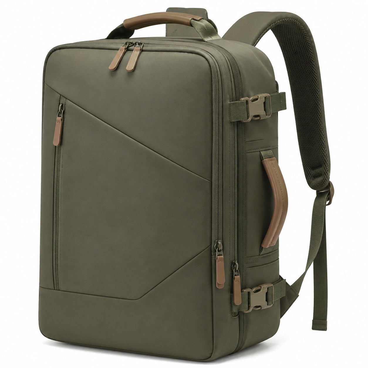 Mochila de viaje 45 x 32 x 20 cm de tejido sintético verde oliva con correas acolchadas