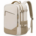 Mochila rectangular 45 x 30 x 18 cm de material sintético beige para viaje con compartimentos y correas ajustables