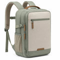 Mochila 30 x 18 x 45 cm de tejido sintético verde salvia y beige para viaje con compartimentos y correas acolchadas