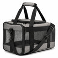 Bolsa transportadora para mascotas 45 x 28 x 28 cm de tela gris y negra con malla y correa ajustable